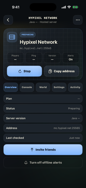 Server details and safe-deploy interface